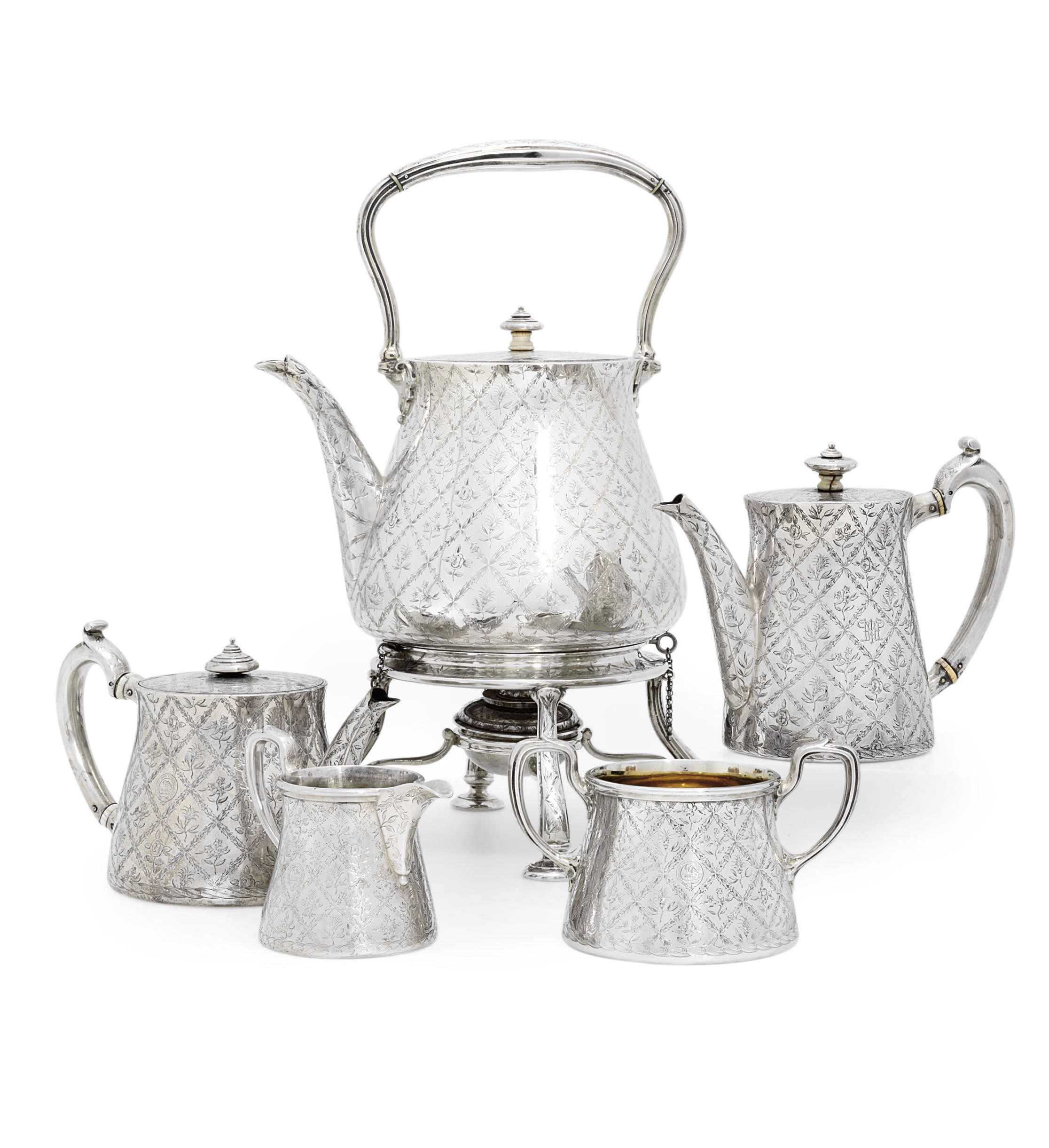 A VICTORIAN FIVE-PIECE SILVER TEA AND COFFEE SERVICE