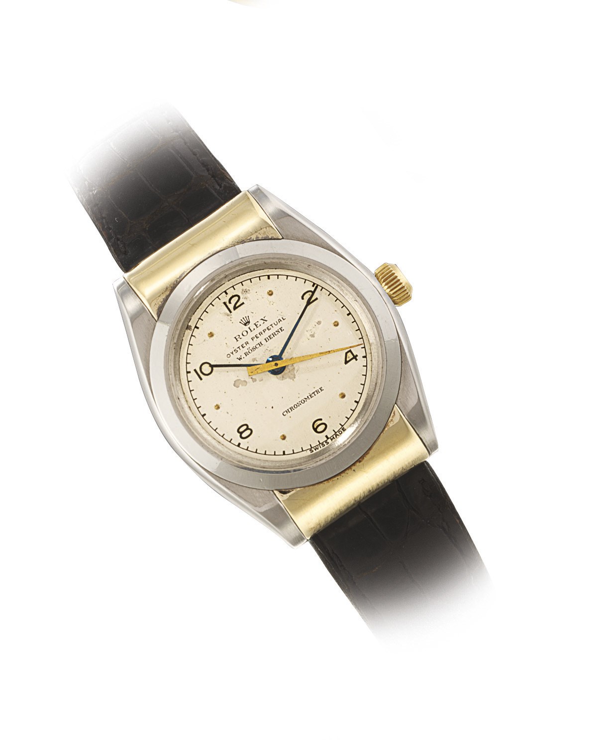 ROLEX, REF. 3159 HOODED BUBBLEBACK

STAINLESS STEEL AND GOLD AUTOMATIC WRISTWATCH