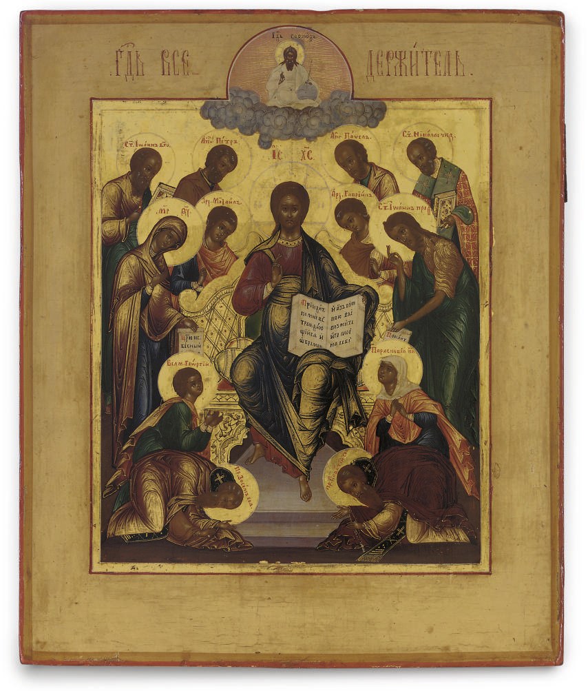 AN EXTENDED DEISIS INCLUDING THE FOUNDERS OF THE SOLOVETSKII MONASTERY, ZOSIMA AND SAVATII, AND OTHER SELECTED SAINTS