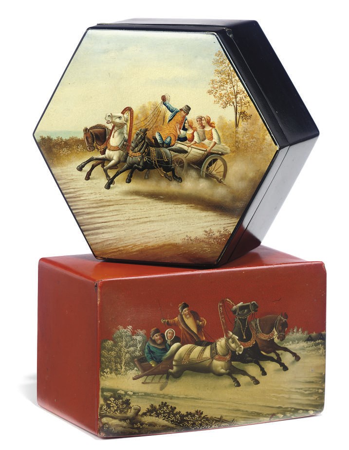 TWO RUSSIAN LACQUER BOXES