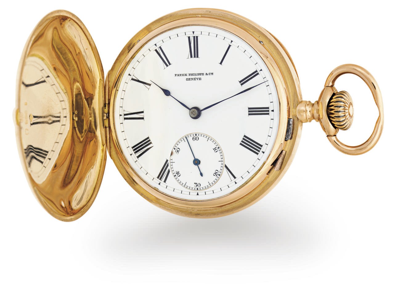 PATEK PHILIPPE.  AN 18K PINK GOLD HUNTER CASE KEYLESS LEVER POCKET WATCH