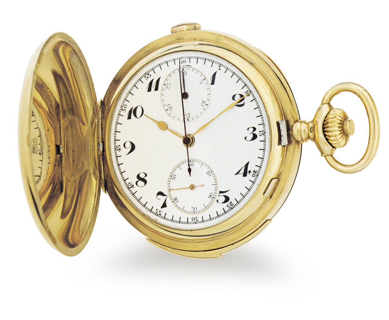 HENRI PARENT.  AN 18K GOLD MINUTE REPEATING CHRONOGRAPH HUNTER CASE KEYLESS LEVER POCKET WATCH