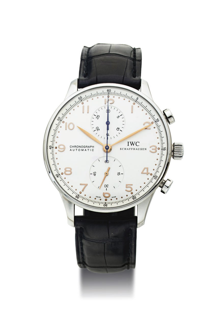 IWC. AN OVERSIZED STAINLESS STEEL AUTOMATIC CHRONOGRAPH WRISTWATCH