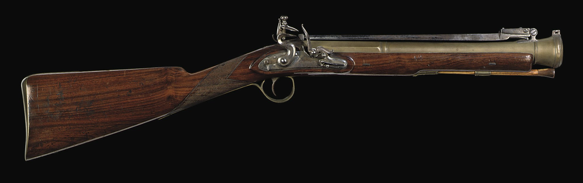 A FLINTLOCK BLUNDERBUSS SIGNED S. NOCK, LONDON
