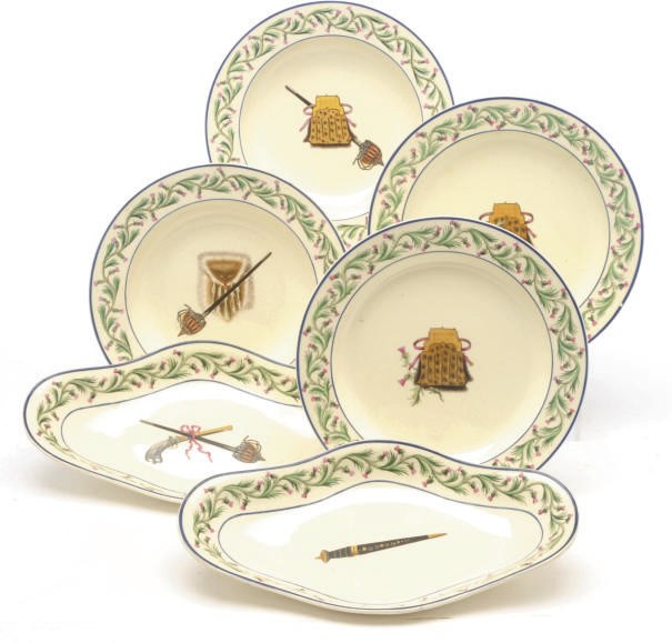 AN ENGLISH QUEENSWARE PART BREAKFAST SERVICE,