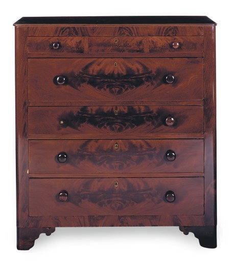 AN AMERICAN MAHOGANY TALL CHEST-OF-DRAWERS,