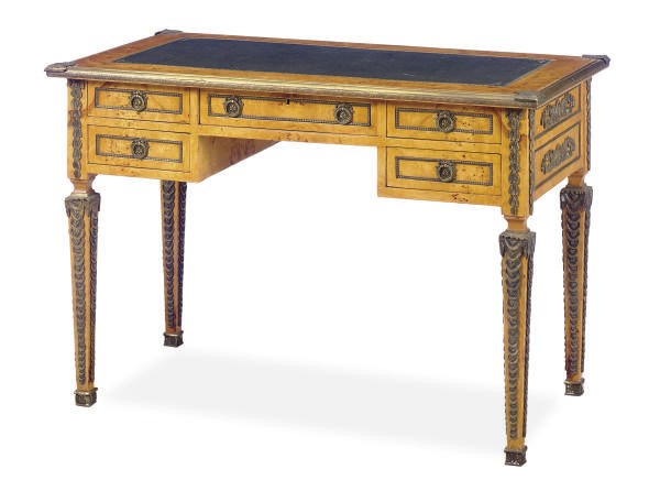 A GILT-METAL MOUNTED STAINED BIRCH DESK,