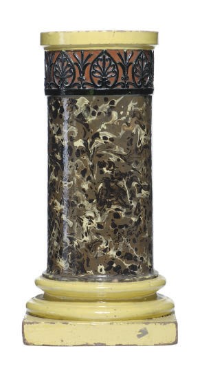 A GLAZED TERRACOTTA UMBRELLA STAND,