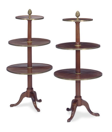 A PAIR OF GEORGE III MAHOGANY DUMBWAITERS,