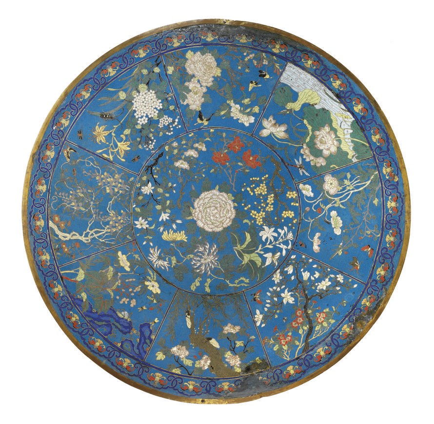 A CHINESE LARGE CLOISONNE PLAQUE