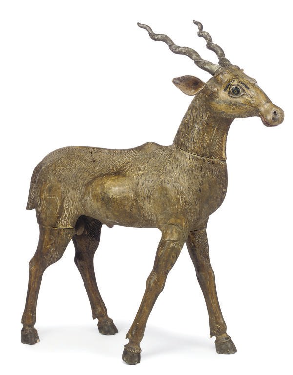 AN INDIAN WOOD MODEL OF A DEER