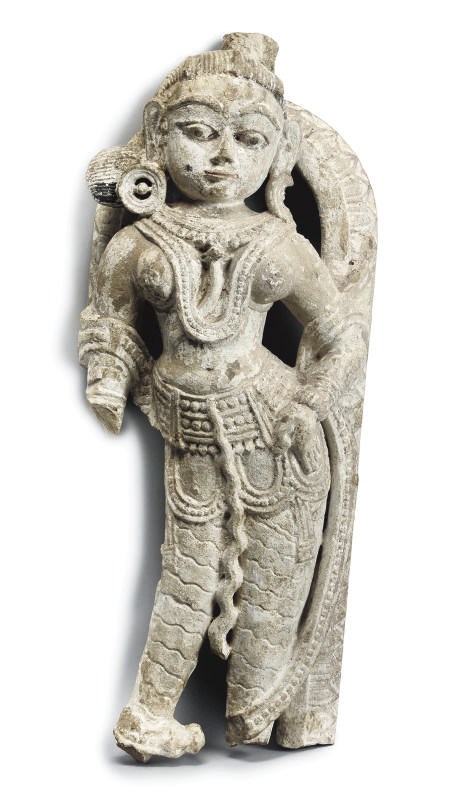 AN INDIAN STONE FIGURE OF A TEMPLE GODESS