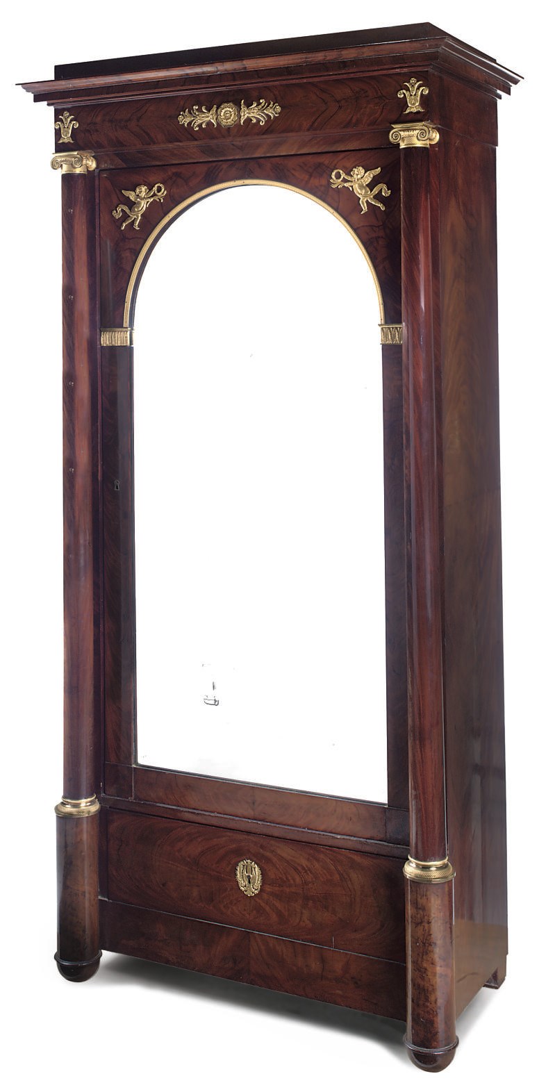 A NAPOLEON III MAHOGANY GILT-BRONZE MOUNTED ARMOIRE