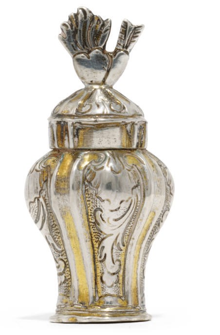 A MALTESE SILVER-GILT SPICE BOX (BALSAMINA)