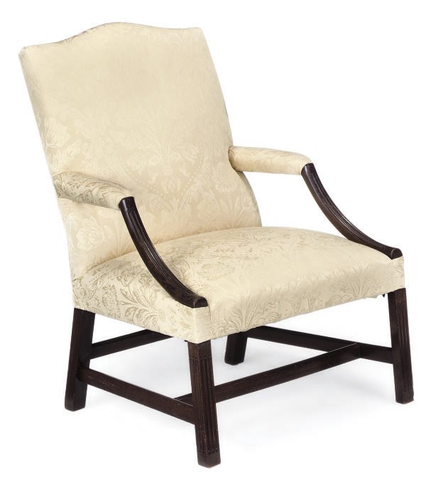 A VICTORIAN MAHOGANY GAINSBOROUGH ARMCHAIR