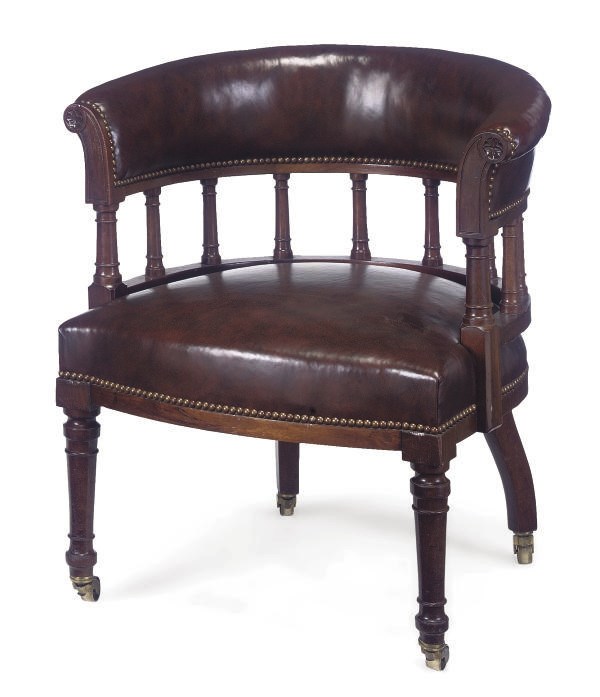 A LATE VICTORIAN WALNUT DESK CHAIR