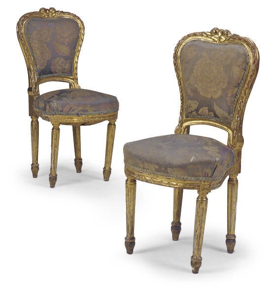 A PAIR OF FRENCH GILTWOOD SIDE CHAIRS