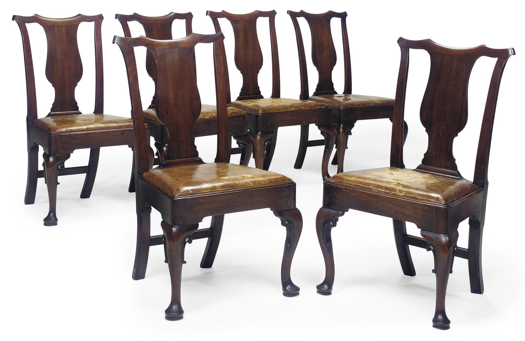 A SET OF SIX GEORGE II MAHOGANY DINING CHAIRS