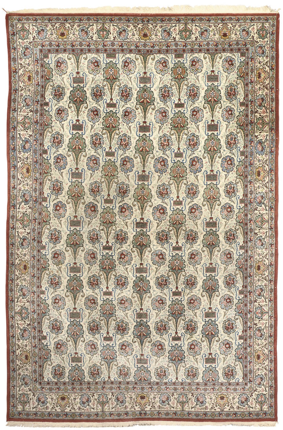 A FINE QUM CARPET, CENTRAL PERSIA