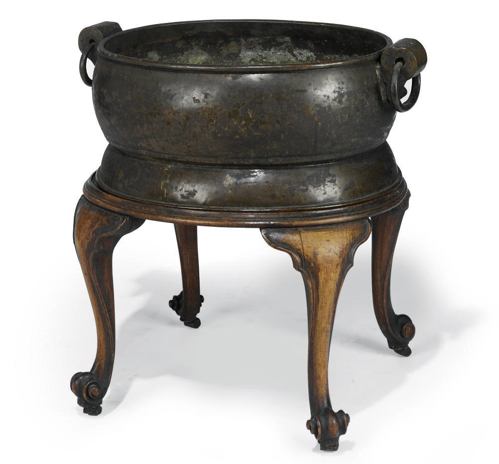 A JAPANNED BRONZE WINE COOLER