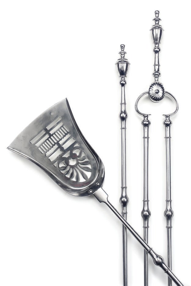 A SET OF THREE STEEL FIRE IRONS