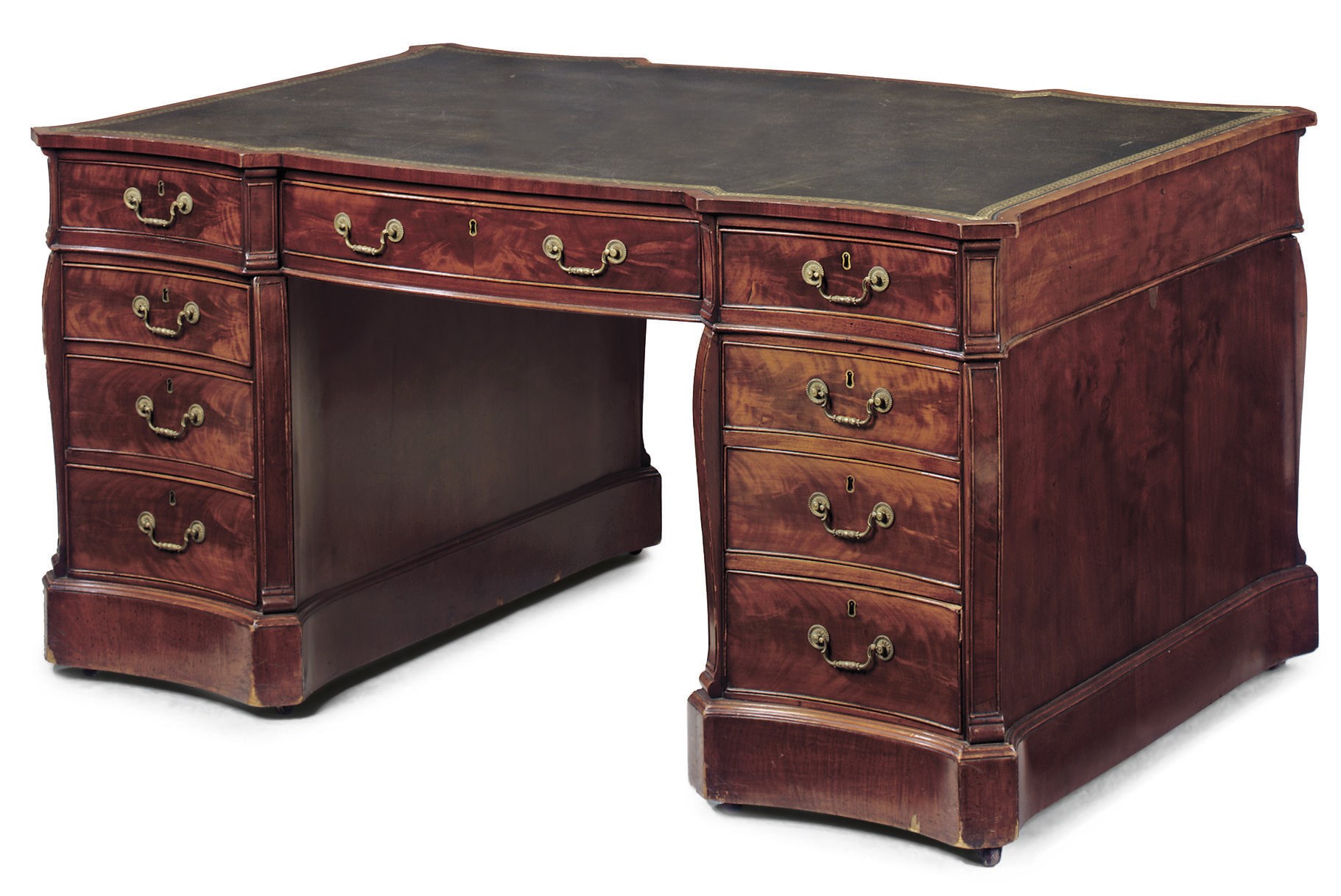 A VICTORIAN MAHOGANY PARTNERS' PEDESTAL DESK