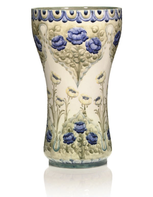 A WILLIAM MOORCROFT 'ROSES AND POPPIES' POTTERY VASE