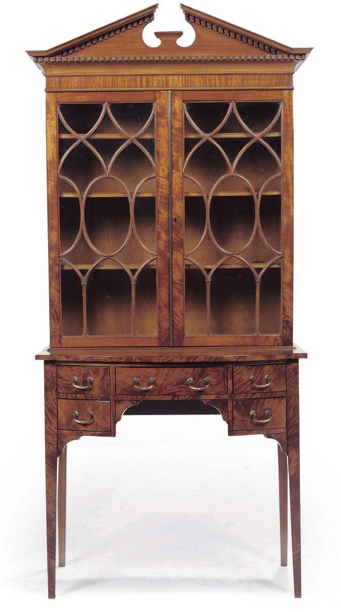 AN EDWARDIAN SATINWOOD LINE-INLAID CABINET-ON-STAND