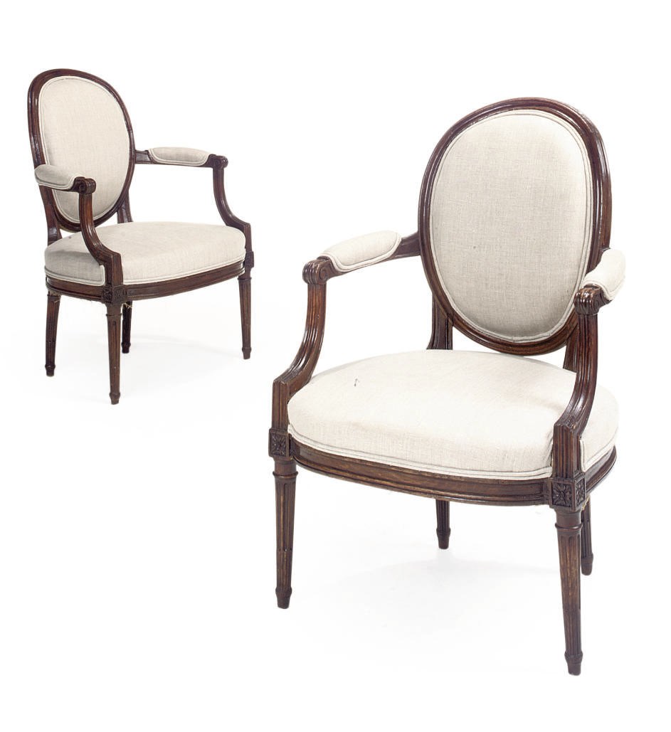 A PAIR OF LOUIS XVI BEECH FAUTEUILS