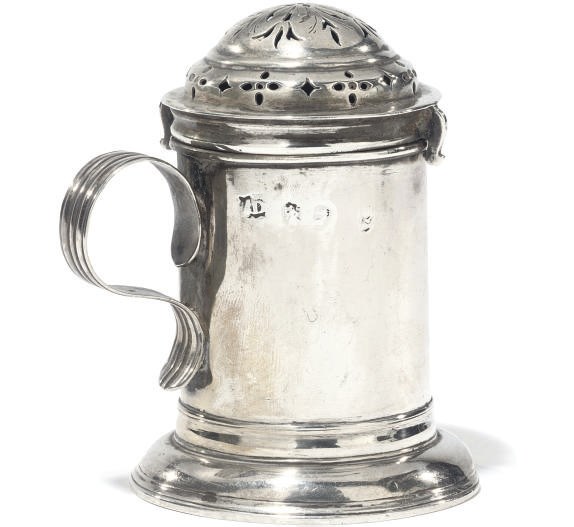 A QUEEN ANNE SILVER KITCHEN PEPPER