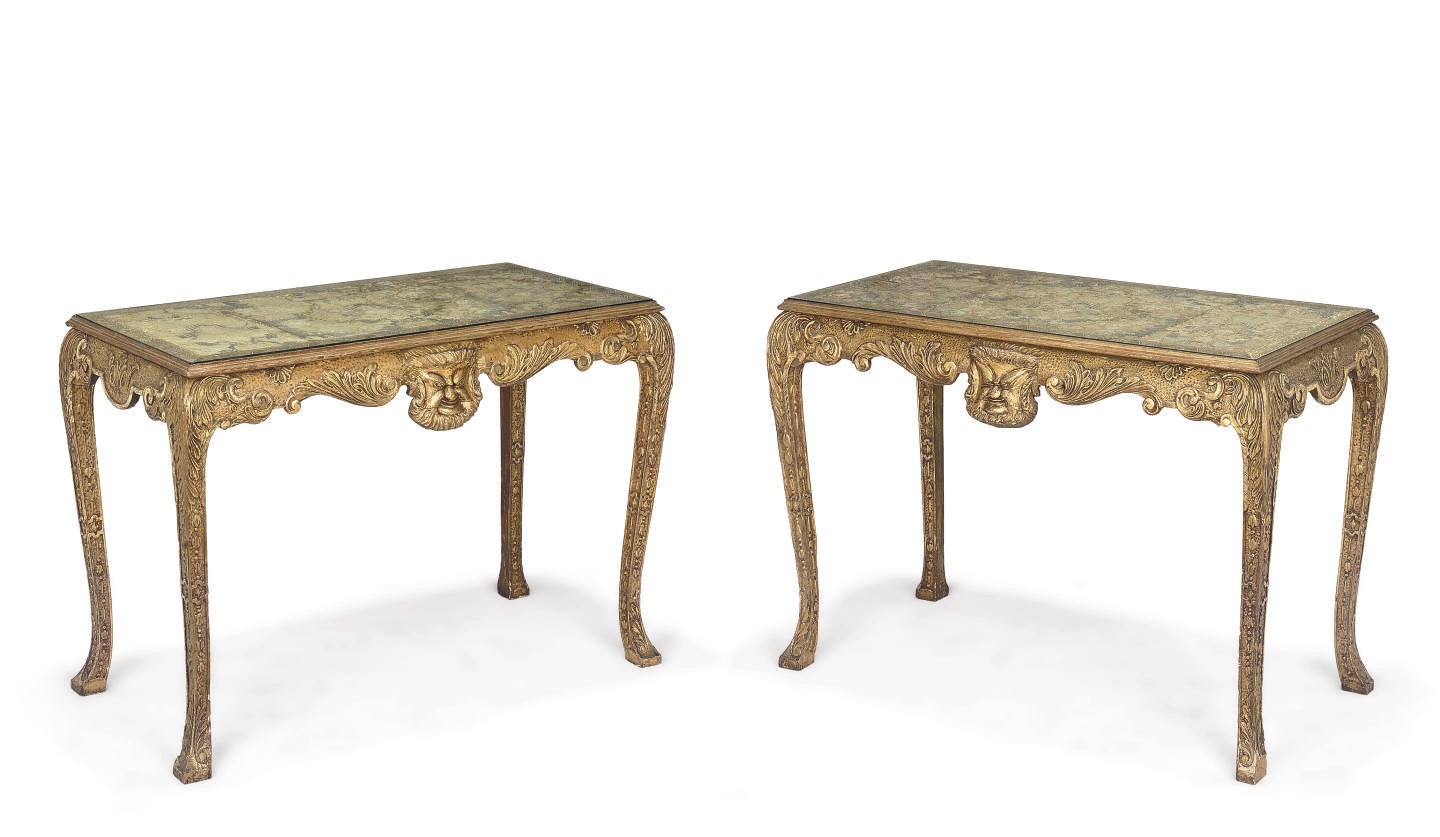 A PAIR OF GILTWOOD SIDE TABLES