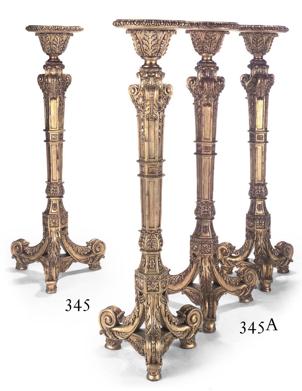 A PAIR OF GILTWOOD TORCHERES