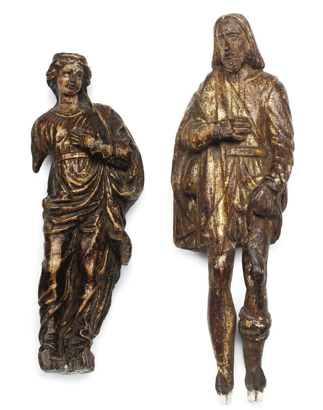 A GERMAN GILTWOOD FIGURE OF SAINT ROCHE
