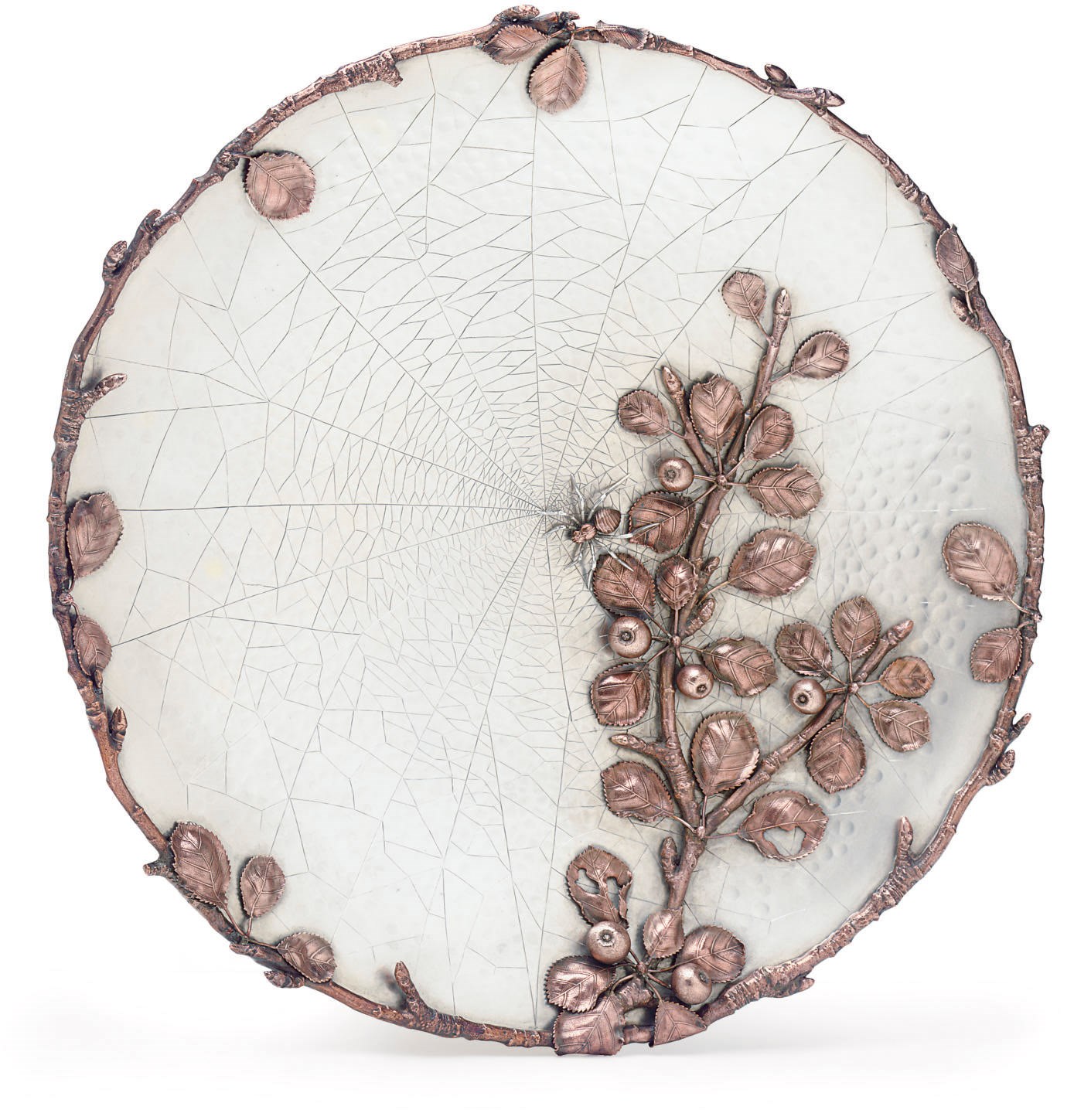 A SILVER AND MIXED-METAL DISH