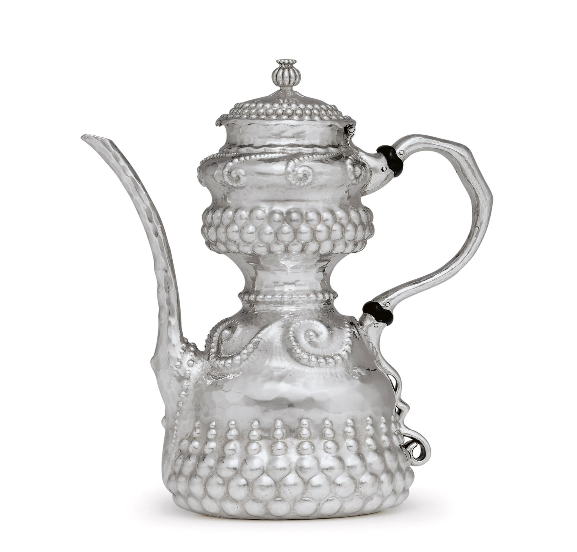 A SILVER BLACK COFFEE POT