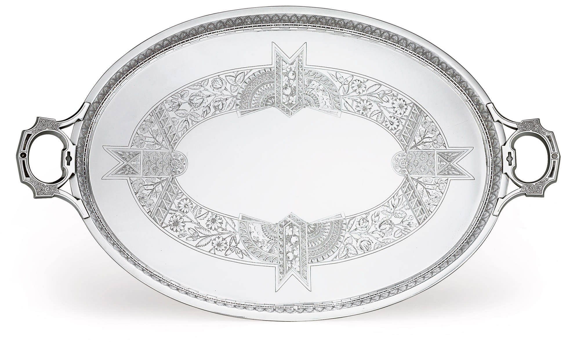 A SILVER TEA TRAY