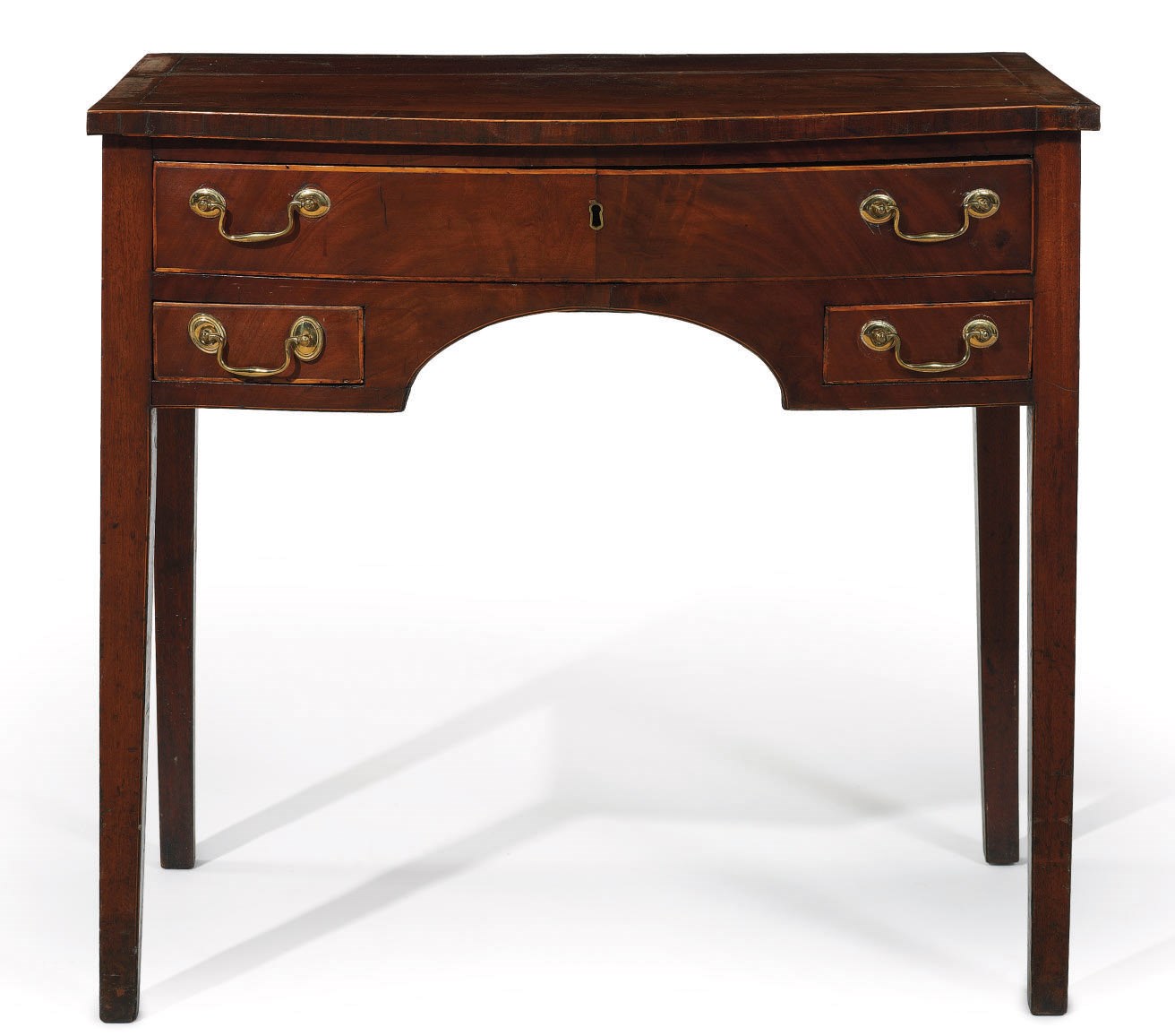 A GEORGE III MAHOGANY BOWFRONT DRESSING TABLE