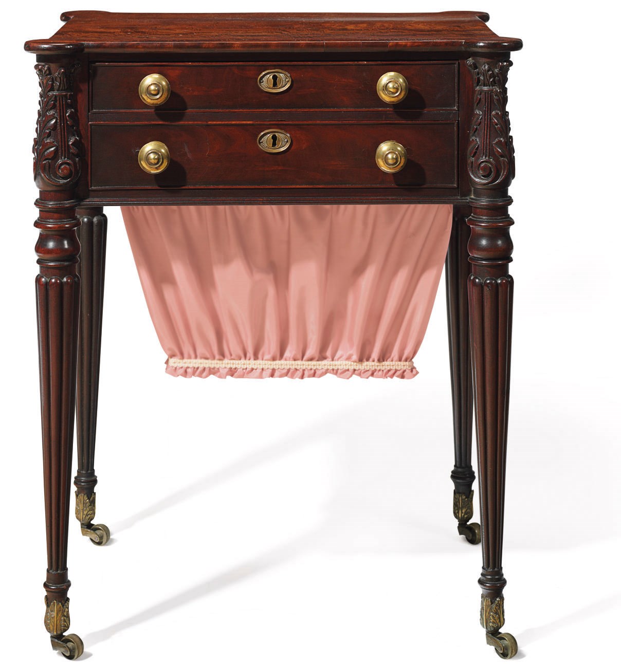 A FEDERAL CARVED MAHOGANY WORK TABLE