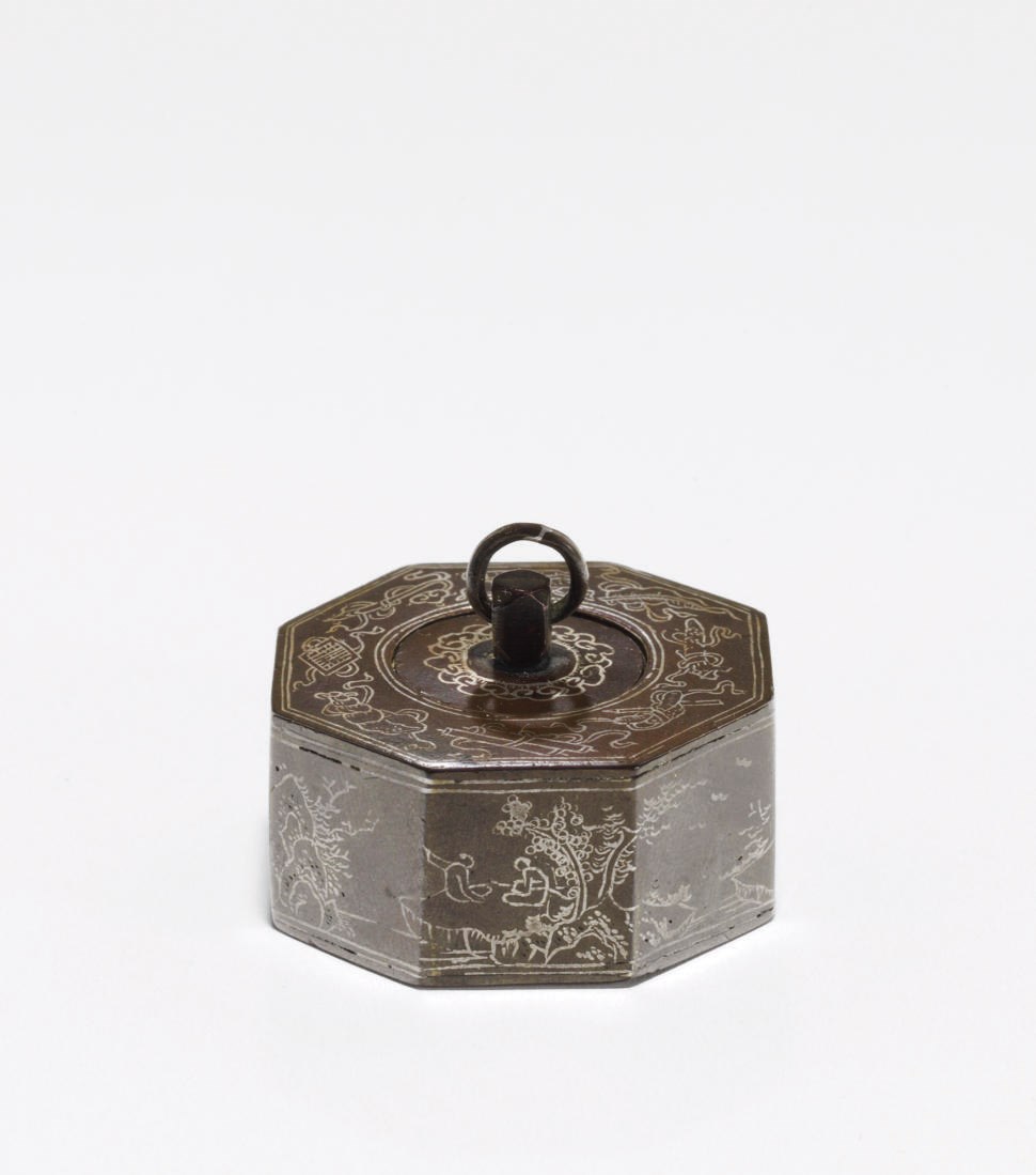 A Silver-Inlaid Bronze Miniature Box