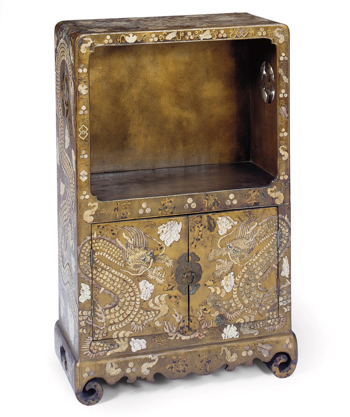 A Lacquered, Mother-of-Pearl, Shagreen and Tortoise Shell Cabinet