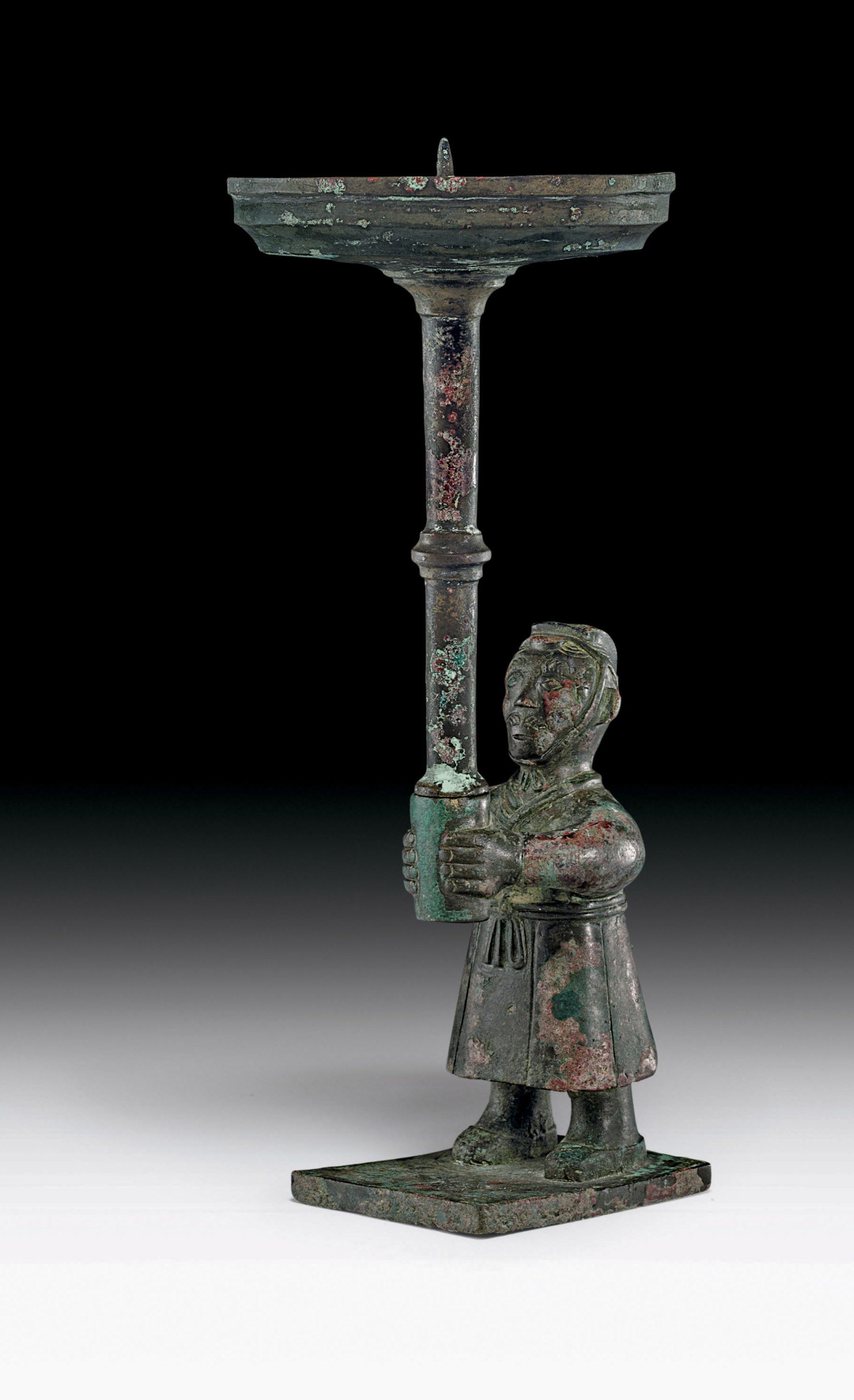 A RARE BRONZE FIGURAL LAMP