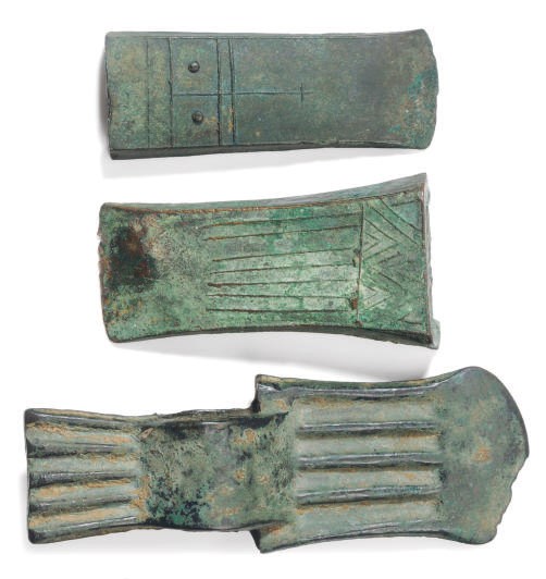 THREE BRONZE IMPLEMENTS,