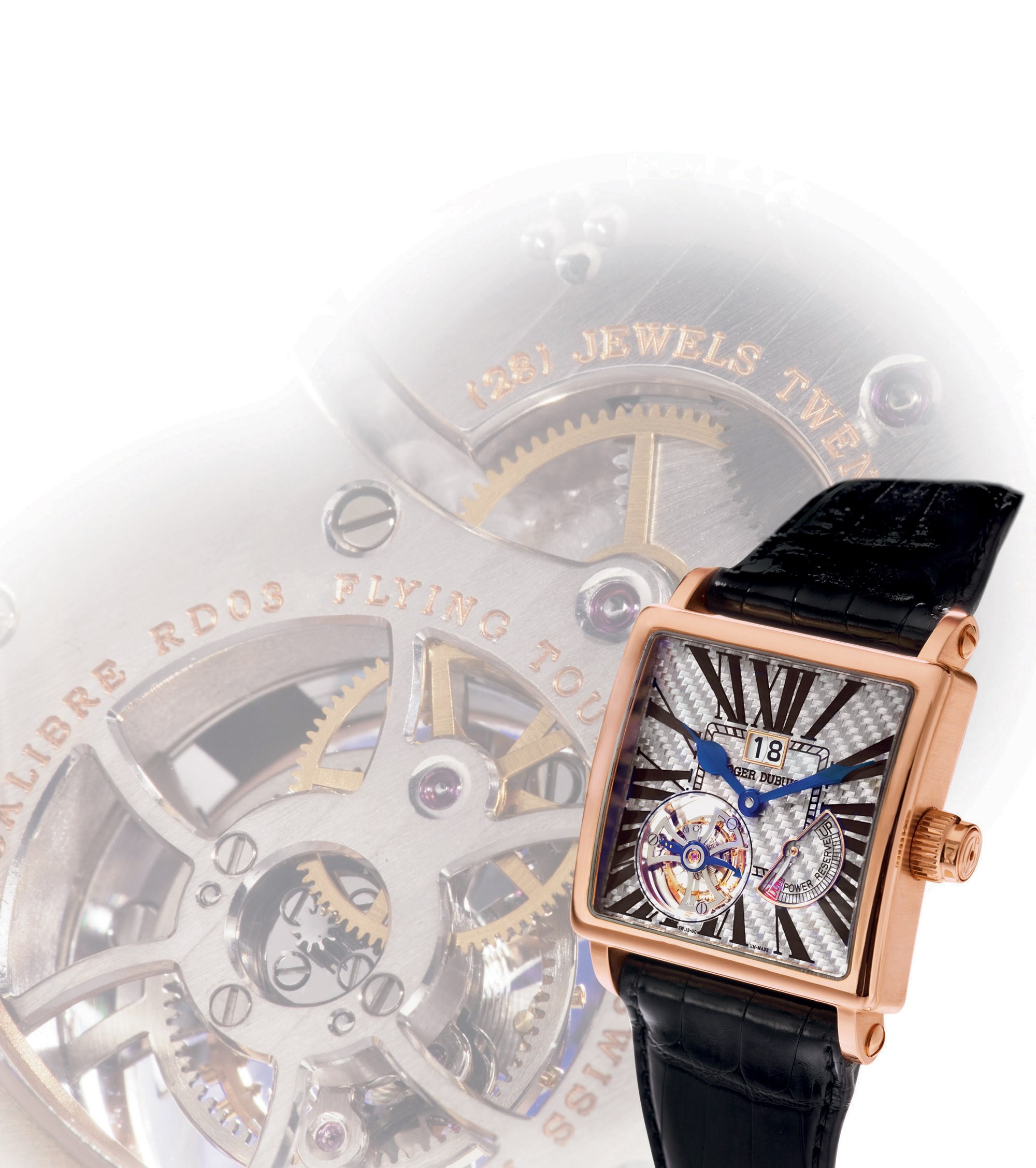 ROGER DUBUIS, GOLDEN SQUARE TOURBILLON

PINK GOLD MANUALLY-WOUND FLYING TOURBILLON WRISTWATCH WITH DATE AND POWER RESERVE INDICATION, LIMITED EDITION OF 28