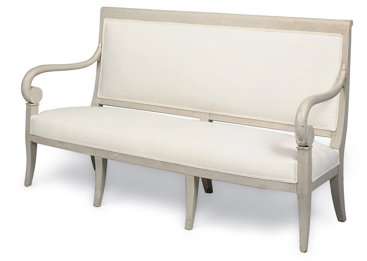 A SCANDANAVIAN GREY PAINTED SOFA