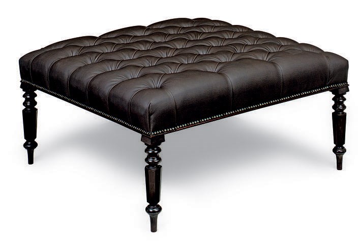 A MAHOGANY AND LEATHER BUTTONED-DOWN STOOL