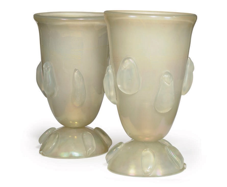 A PAIR OF VENETIAN GLASS VASE UPLIGHTERS