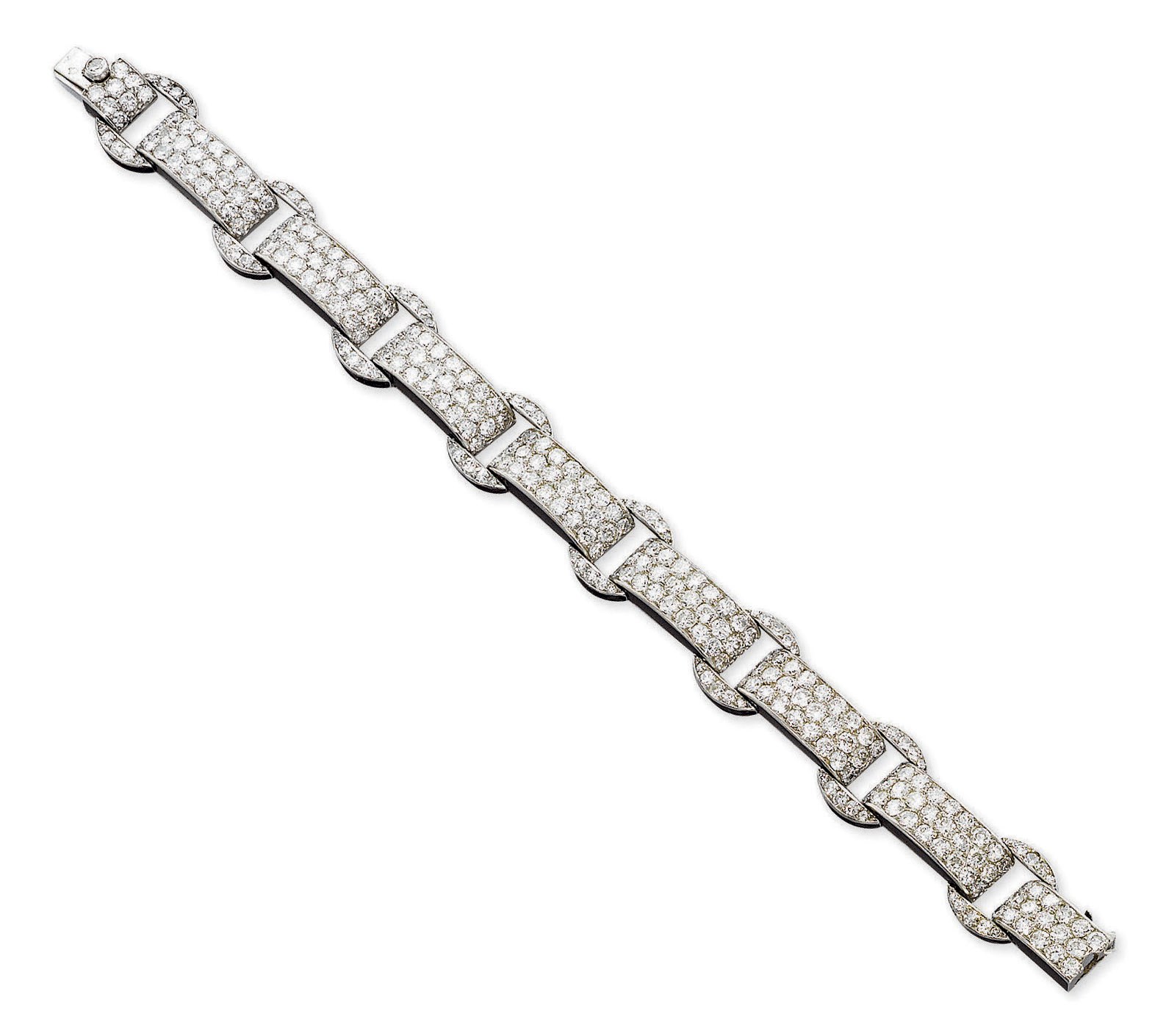 AN ART DECO BLACK ENAMEL AND DIAMOND BRACELET, BY CARTIER