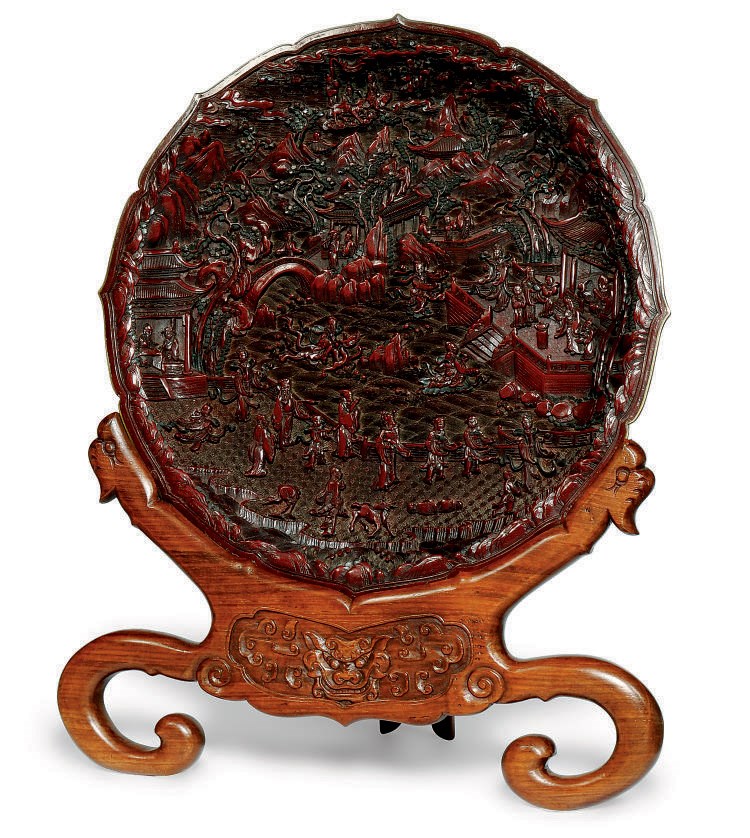 A CHINESE CINNABAR LACQUER FOLIATE DISH