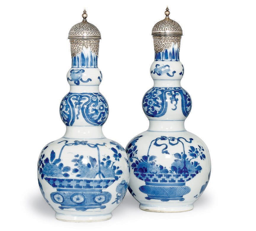 A PAIR OF CHINESE ISLAMIC MARKET TRIPLE GOURD VASES