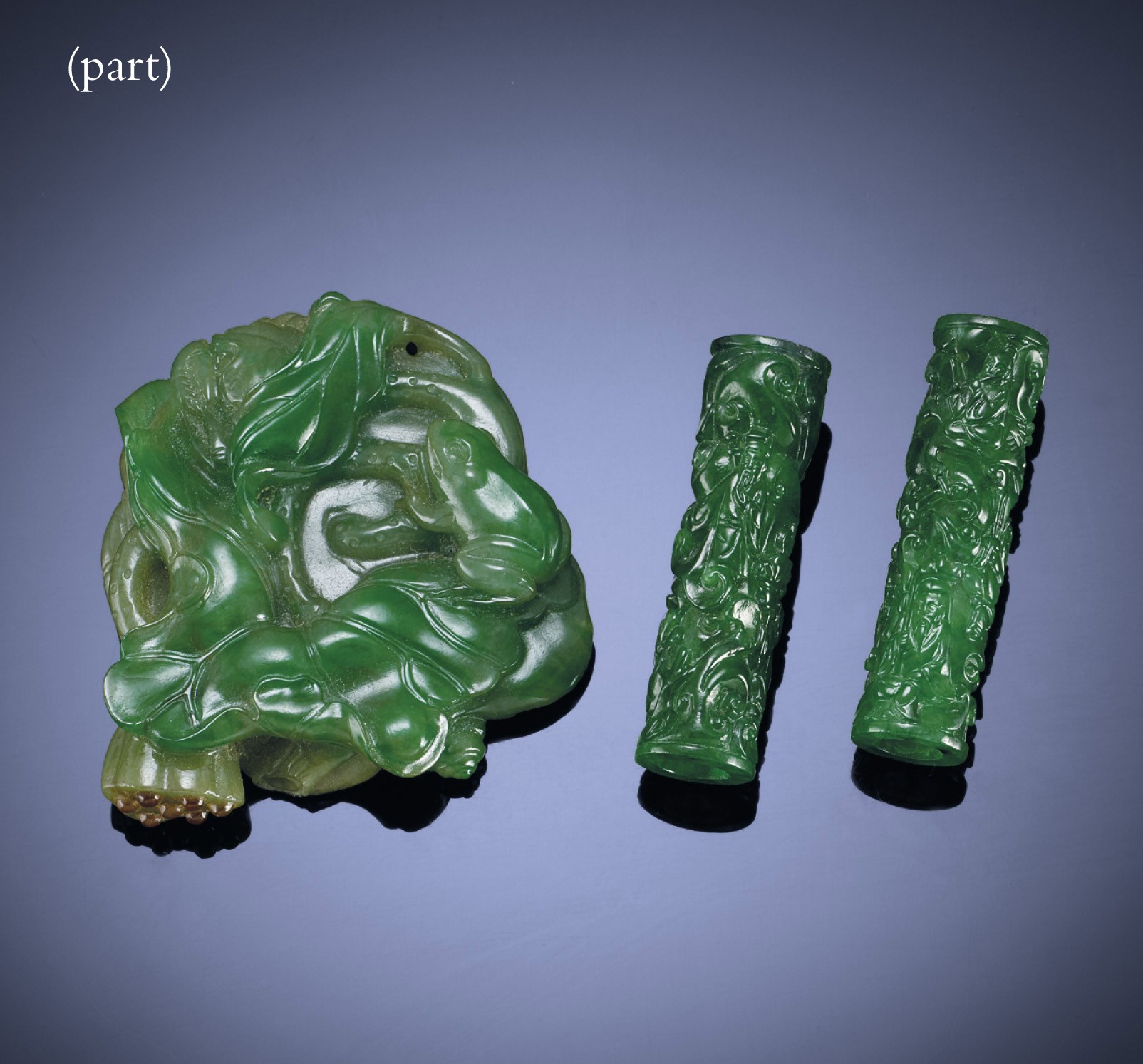 A GROUP OF JADEITE AND JADE CARVINGS